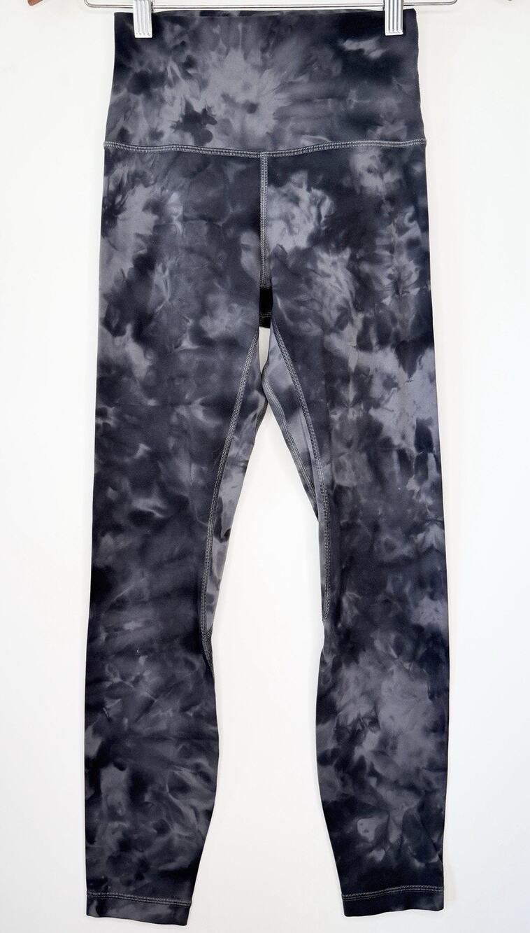 Lululemon Tie Dye Back Gray Full Length Legging Womens Size 4 Yoga Stretch